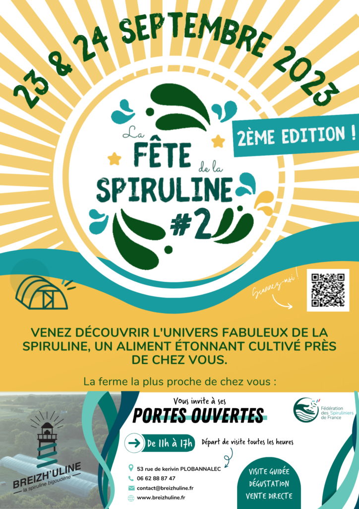 affiche portes ouvertes breizh'uline fête de la spiruline 2023 bretagne france